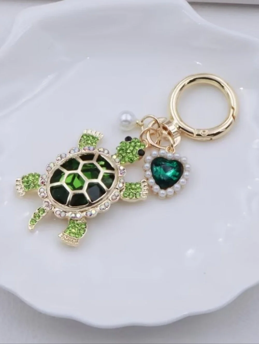 Green Turtle Stone Keychain/bag Charm